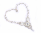 bridal necklace - wedding jewelry - wedding necklace - crystal Swarovski necklace and earrings -  natural pearl necklace, earrings -