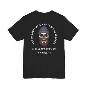 T-shirt med dödskallemotiv och illustration | Minimalistiskt manustryck på baksidan - Färg SVART