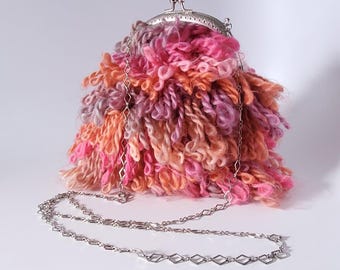 Mehrfarbige Handgestrickte Handtasche