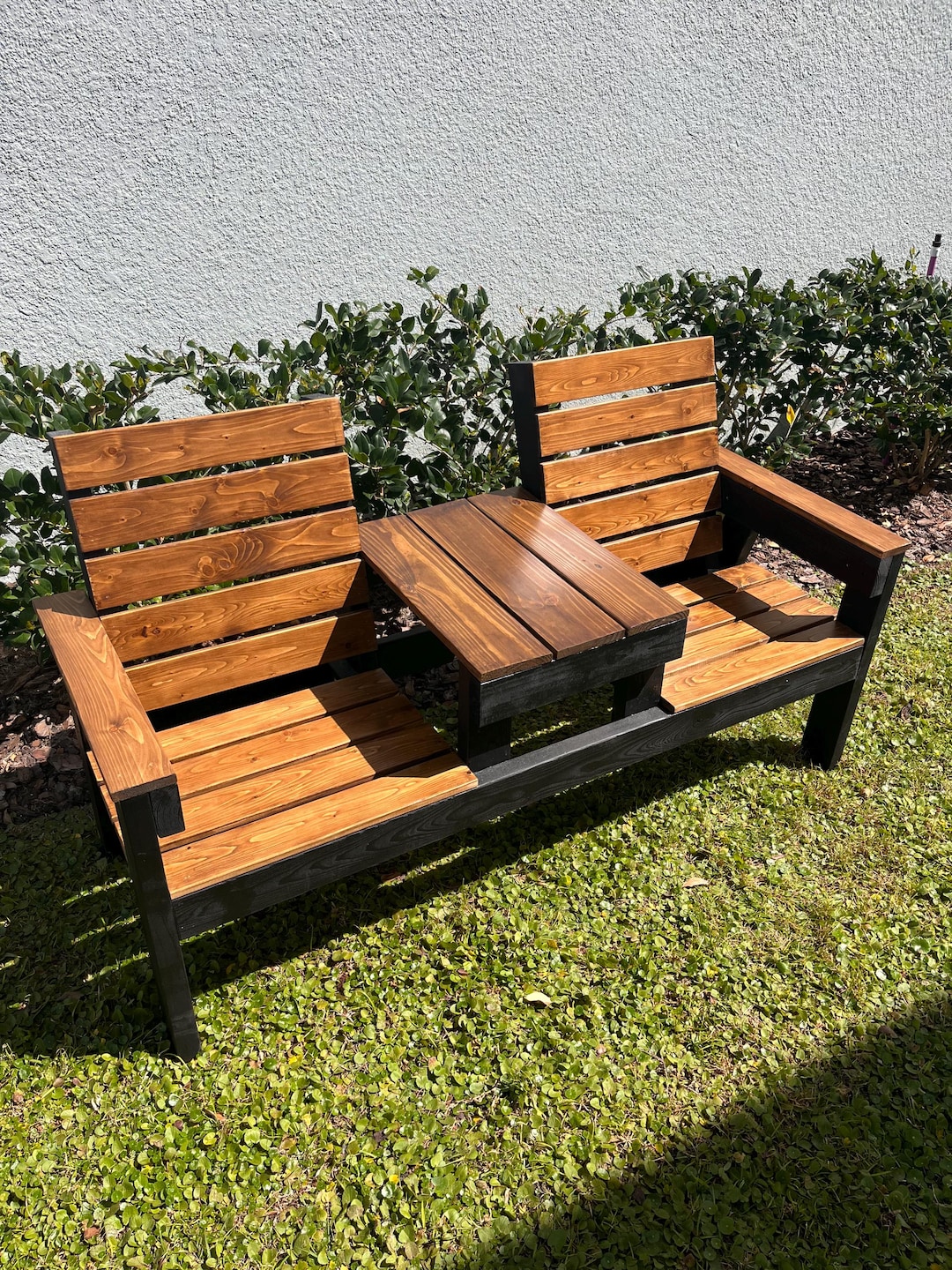 Handmade 2-seater Bench With Center Console - Etsy