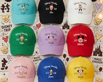 Personalized Disney 2026 Vacation Hat, Custom Family Disney Trip Caps, Mickey and Friends Matching Group Hats, Disney World 2026 Gift