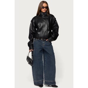 Men's Black Asymmetrical Leather Jacket - Edgy Biker Style In Europe