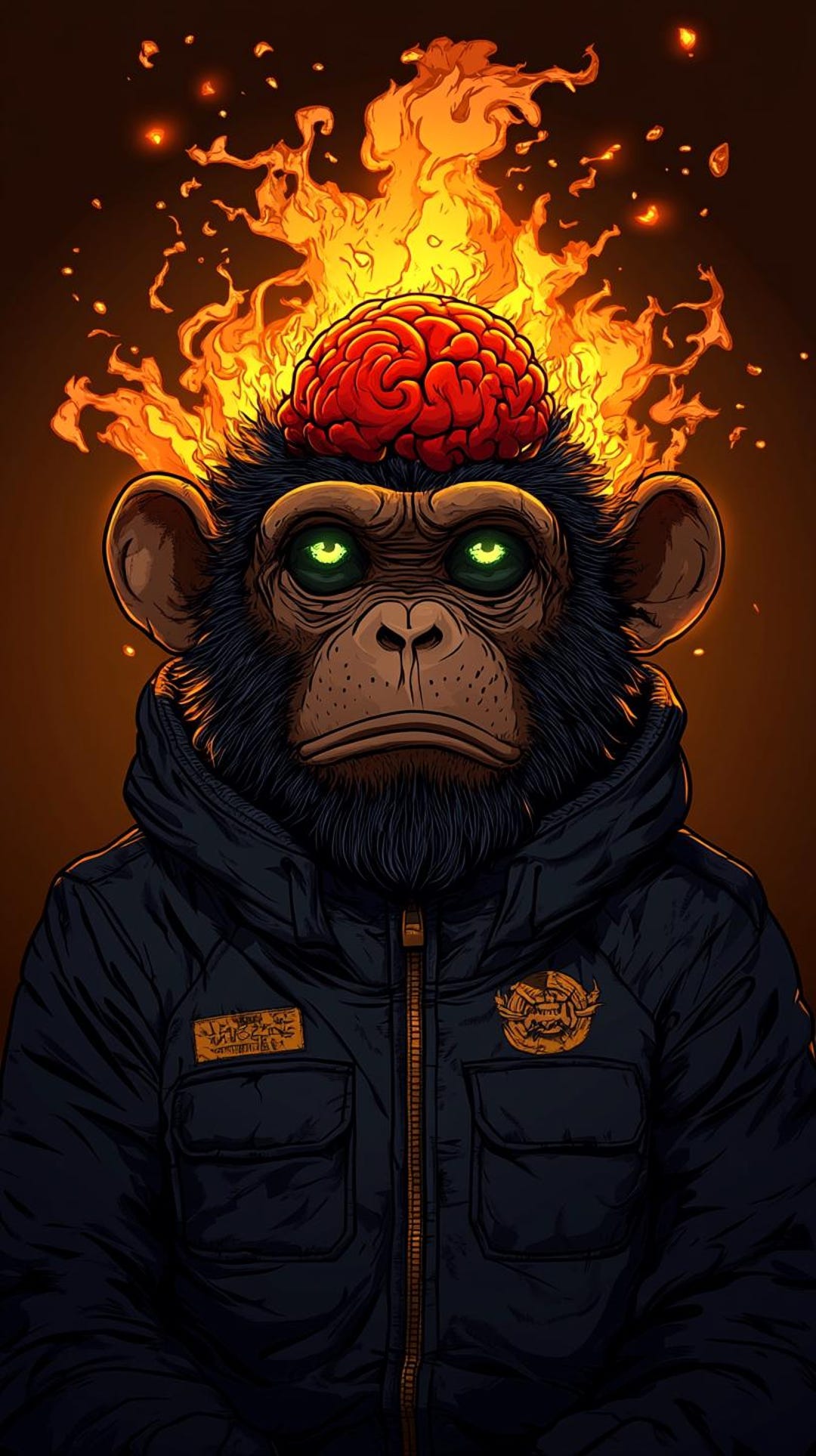 Cyber-ape Mind on Fire (digital Art Collection) V1 - Etsy