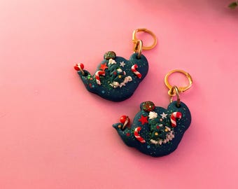 Teapot Earrings:  Handmade Christmas Polymer Clay Jewelry