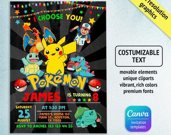 Invitación de cumpleaños imprimible, invitación de cumpleaños, invitación editable, invitación de cumpleaños de anime, invitaciones impresas