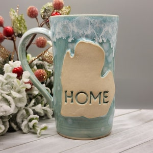 Celadon Bloom Michigan Mug Handmade Pottery image 2