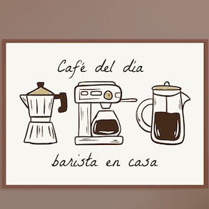 Café del Día Barista en Casa – Coffee Jar Set, Horizontal Kitchen Wall Art Printable