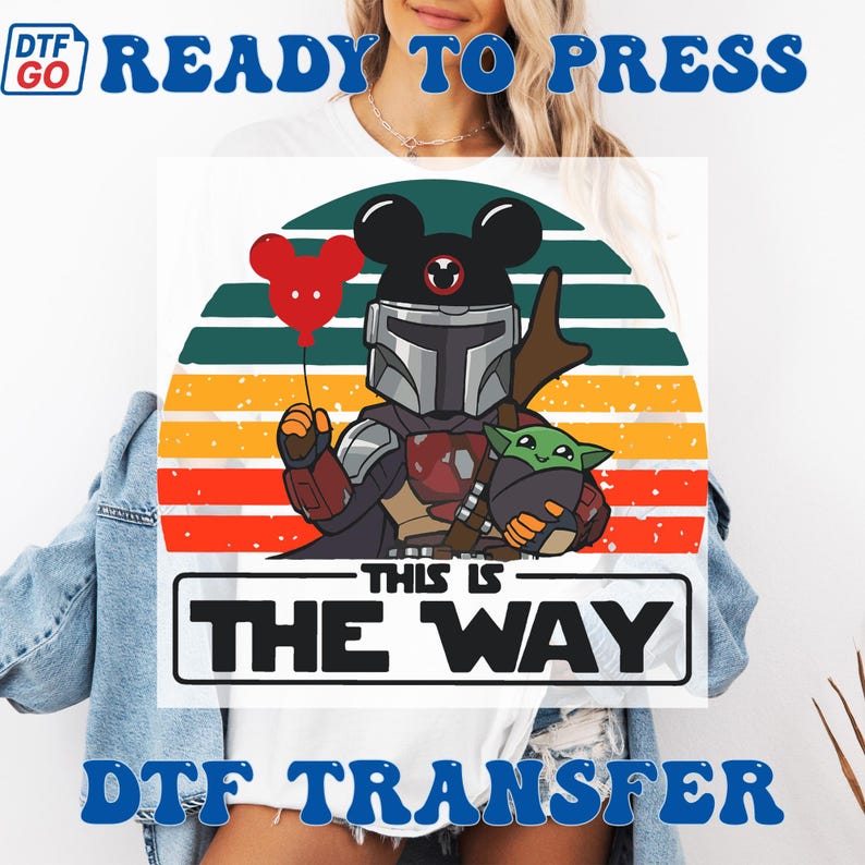 Disney Mandalorian DTF Transfers, Mandalorian Grogu Heat Press Transfers, Disney Star Wars Tee, Mandalorian And Baby Yoda Shirt, Grogu image 1