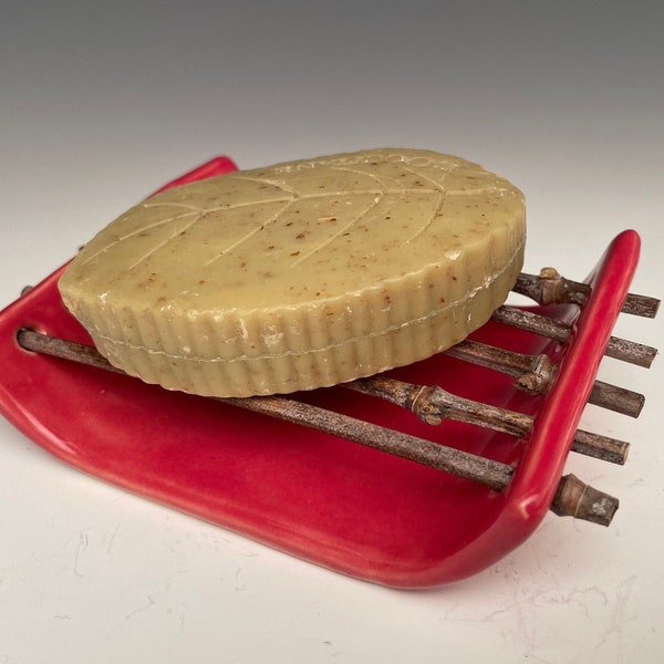 Best Soap Dish Bamboo Red Ceramic