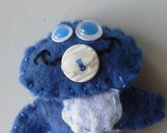 BOO the Baby Monster- Feltie Pin...in dark blue