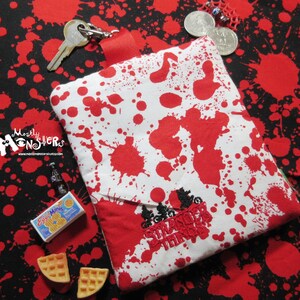 Zipper pouch: Embroidered pouch; change purse; coin purse; clip-on bag; Stranger kids; Summer bike riders; slightly imperfect