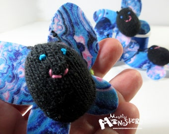 THUMBKIN Butterfly; Blue Butterfly toy; tiny knit toy; pocket plushie; repurposed gloves; Thumbkin toy; Butterlies Toy blue