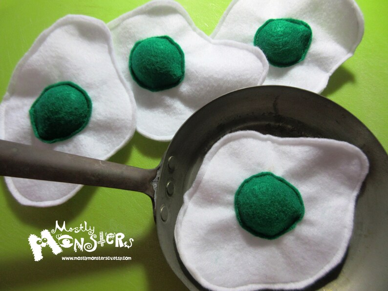 Felt toy EGG with squeaker squeaky egg toy felt food egg toy fried egg felt egg green green egg green egg yolk toy image 6