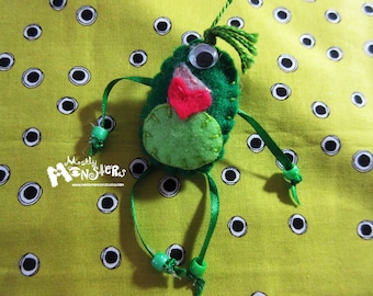 Freddie the Alien; Feltie pin; Feltie brooch; Alien egg pin; Green Alien brooch; Silly Alien monster; Alien monster pin; feltie Alien green