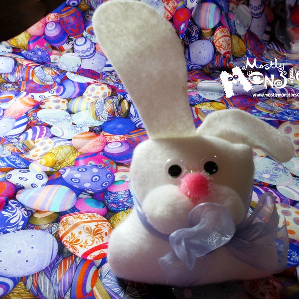 Hoppity Bunny, Bean Bag Bunny, Fleece Bunny, Easter Bunny decor, Basket filler, Basket Bunny, Easter decoration, white rabbit