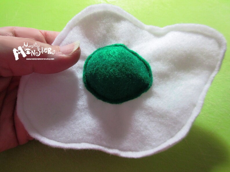 Felt toy EGG with squeaker squeaky egg toy felt food egg toy fried egg felt egg green green egg green egg yolk toy image 8