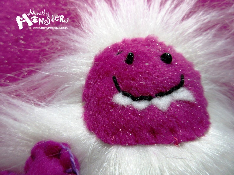 Fuzzy Yeti Keychain Yeti Backpack clip Magenta Yeti Love clip-on Yeti Clip removable heart Fluffy Yeti clip-on Sweetheart Yeti image 3