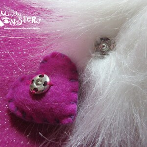 Fuzzy Yeti Keychain Yeti Backpack clip Magenta Yeti Love clip-on Yeti Clip removable heart Fluffy Yeti clip-on Sweetheart Yeti image 5