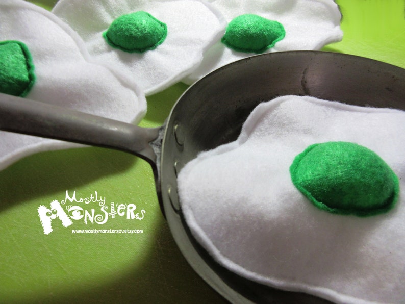 Felt toy EGG with squeaker squeaky egg toy felt food egg toy fried egg felt egg green green egg green egg yolk toy image 1