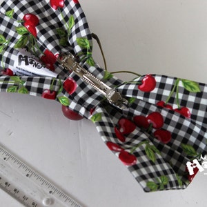 GIANT Hair Bow Checkered Cherries hairbow Retro Pinup Hairbow Kawaii Lolita Bow Cherry Checkered Bow Enormous Hair Bow Huge Bow image 5