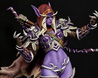 World of Warcraft Statue,Sylvanas Windrunner figure,Wow Game Figurines,12" Hand painted,Video Game Decor,Gift for Boyfriend