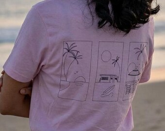 Minimal Beach Line Art T Shirt | Simple Living Tee | Clean Coastal Graphic Shirt