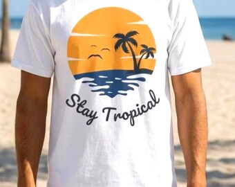 Stay Tropical Palm Sunset T-shirt | Beach Vacation Shirt