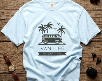Van Life Camper Shirt, Beach Palm Trees, Home Is Where You Park It Tee