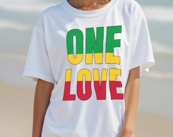 One Love Comfort Colors T-shirt | Reggae Rasta Colors Green Yellow Red Summer Outfit