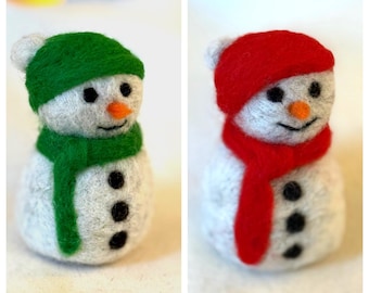 Needle Felted Snowman Ornament