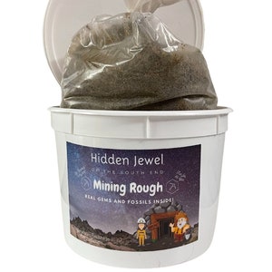 Gemstone Mining Surprise Bucket, surprise mining buckets, gemstones, gemstone mining buckets, amethyst, fossils, activity for all ages