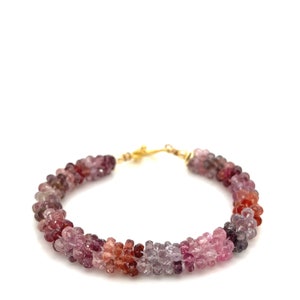 Red Spinel Crocheted Beaded Bracelet, Gemstone bracelet, Spinel jewelry, Gold Filled, Gemstone jewelry, healing stone bracelet, Red Spinel