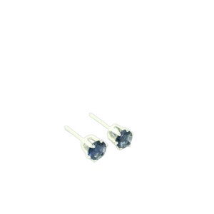 Iolite 4mm gemstone stud earrings, Sterling Silver Basket set gemstone post earrings, Iolite earrings, Gemstone earrings, Gemstone studs