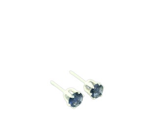 Iolite 4mm gemstone stud earrings, Sterling Silver Basket set gemstone post earrings, Iolite earrings, Gemstone earrings, Gemstone studs