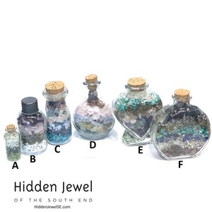 Gemstone crystal chip glass bottle, Stone Bottle Set , Gemstone Chips , Crystal Gemstone Bottle , gemstone crystal chips, meditation image 3