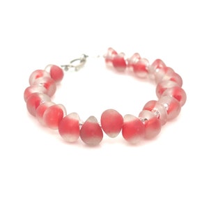 Red Lampwork Glass & Crystal Bracelet Perfect for Valentine&#39;s Day, blown glass, red bracelet, jewelry, size 6.75&#39;&#39;, beaded bracelet