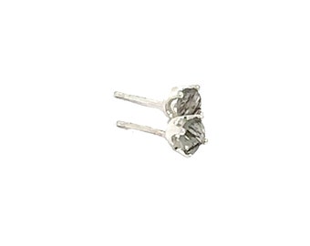 Sterling Silver Basket set Rutilated Quartz earrings, , Gemstone stud earrings, 4mm stud earrings, 1pair