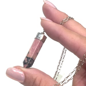 Rhodonite gemstone pendant necklace, pink , healing stone pendant, gift for her, love stone, gemstone necklace, Rhodonite gemstone necklace