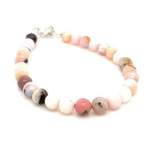 Bracelet perlé Pink Opal Gemstone, Bijoux Pink Opal, Pierre précieuse opale rose, bracelet opale rose, cadeau pour elle, pierre précieuse curative, vêtements de tous les jours