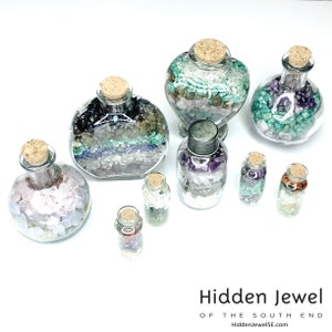 Gemstone crystal chip glass bottle, Stone Bottle Set , Gemstone Chips , Crystal Gemstone Bottle , gemstone crystal chips, meditation image 2