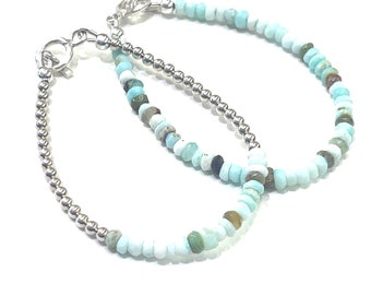 Peruvian Opal Sterling Silver Bracelet - Size 7 - Healing Stone