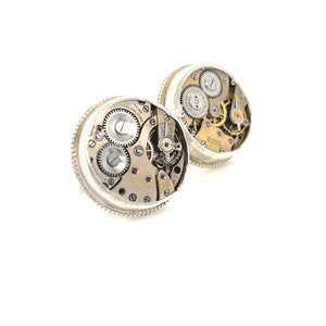 Circle Watch component Cuff Links- Sterling Silver - Wedding Cuff links -Men jewelry, unique cuff links, watch cuff links, jewelry, watch