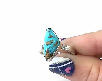 Turquoise Ring, Sterling Silver , Size 8.5 (December Birthstone), Royston mine Turquoise, gemstone ring,