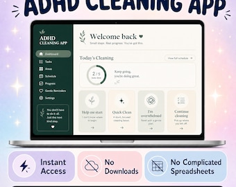 ADHD Cleaning App | ADHD Cleaning Planner, Cleaning Checklist & Home Organization Web App | Neurodivergent Cleaning Routine | Instant Access