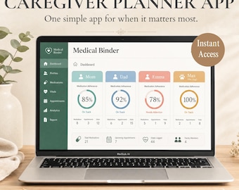 Caregiver Organizer App, Medical Binder for Elderly Parents, Family Health Tracker, Caregiver Planner, Medical Records Organizer