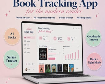 Book Tracker App, Reading Tracker App, Digital Reading Journal, Personal Library, Goodreads Import, Reading Challenge