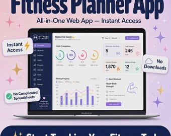 Fitness Planner App, Workout Tracker, Fitness Tracker, Habit Tracker, Body Measurements Log, AI Fitness Coach, Instant Access App
