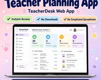 Teacher Planner Web App, AI Lesson Planner, Digital Teacher Planner, Classroom Organizer, Gradebook, Lesson Plans, Calendar