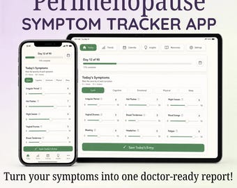 Perimenopause Symptom Tracker Web App, Doctor Appointment Prep Kit, HRT Log, Hormone Health Journal, Menopause Symptoms, Instant Access