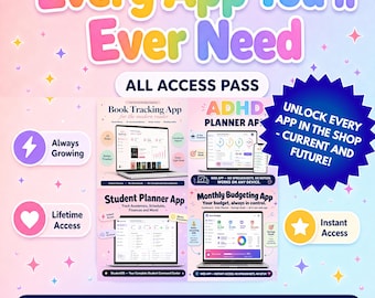 Productivity App Bundle, Lifetime Access to All Apps, Digital Planner Bundle, Organization System, ADHD, Budget, Student & Teacher Apps